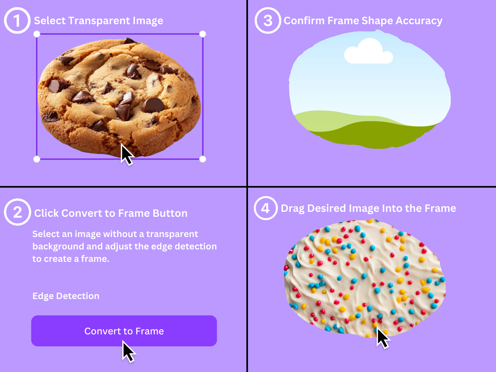 The Framespark interface showing an image selected and converted into a custom Canva frame